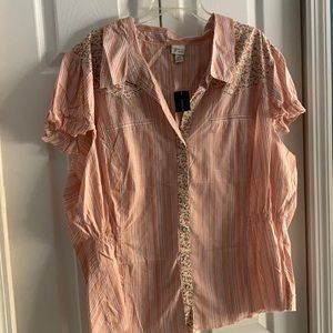 Lane Bryant Western pearl snap puff Slv top 3x 4x